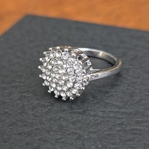 Elegant Silver Cluster Cubic Zirconia Ring